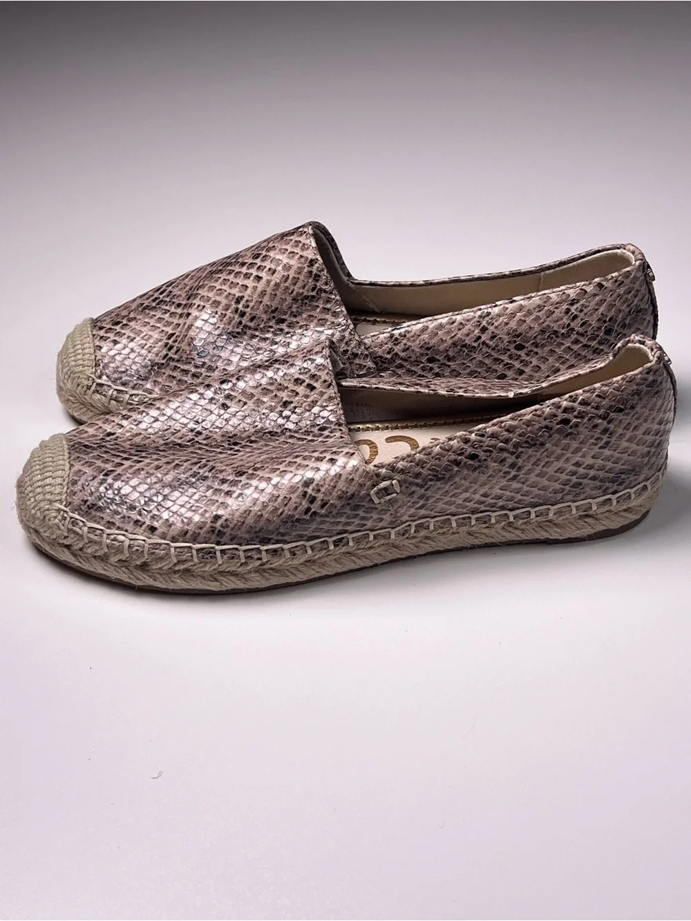 Sam Edelman Kesia Snake Print Leather Espadrille Slip-on Flats Women’s 6 NWOB